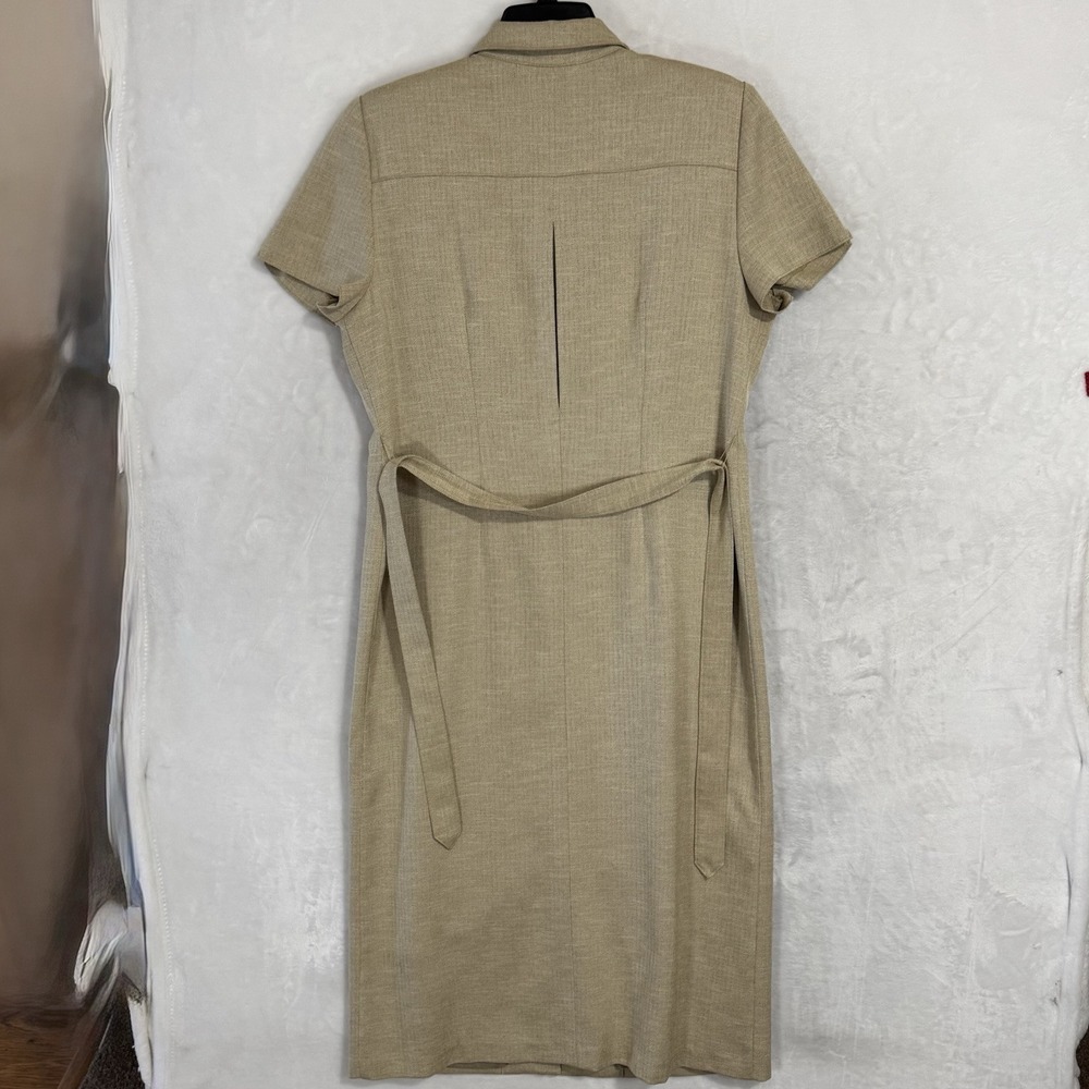 Vintage Maxi‎ Jacket Shirt Dress Size 14 P Herringbone Belted Safari Western 90s - Picture 16 of 16